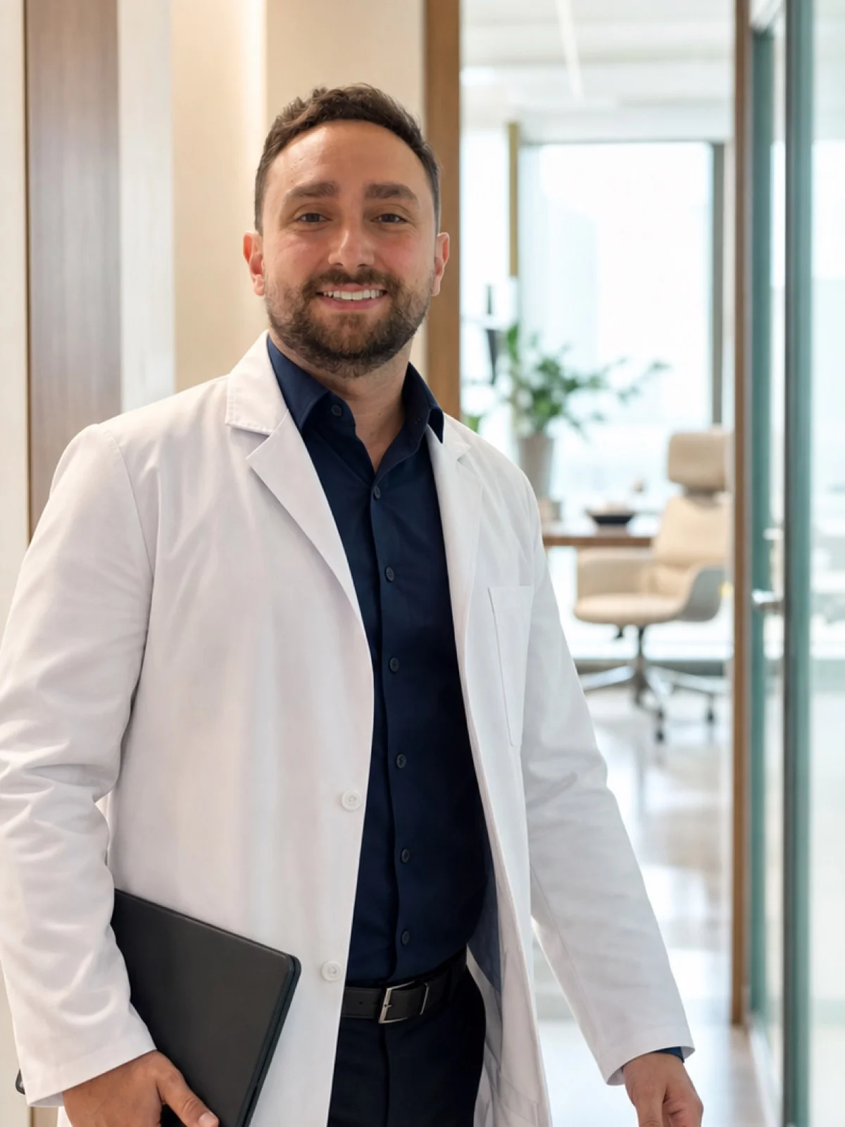 Dr. Victor Rosalem Senese em corredor clínico